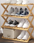 Lukzer 4-Tier Bamboo Shoe Rack Organizer | Wooden Storage Shelf for Entryway, Living Room, Bathroom | Multipurpose Stand for Shoes, Plants, Towels, Kitchen & More