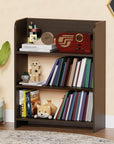 Lukzer 3-Layer Engineered Wood Bookshelf & Open Display Rack – Space-Saving Storage Organizer (White, Oak Brown & Wenge) | MR-016