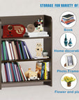 Lukzer 3-Layer Engineered Wood Bookshelf & Open Display Rack – Space-Saving Storage Organizer (White, Oak Brown & Wenge) | MR-016