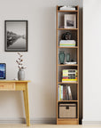 Lukzer 6-Layer Open Bookshelf & Display Rack – Engineered Wood, White, Wenge, Oak, Brown, Light Oak, Lava, Mist, Charcoal, Ember (MR-005)