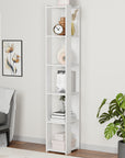Lukzer 5-Layer Bookshelf & Open Display Rack – White, Wenge & Oak Brown (MR-019)