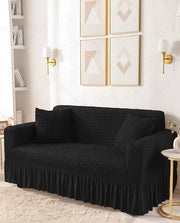 Lukzer Turkish Design Bubble Pattern Sofa Cover - Bubble Charcoal Black (SC-096-01)