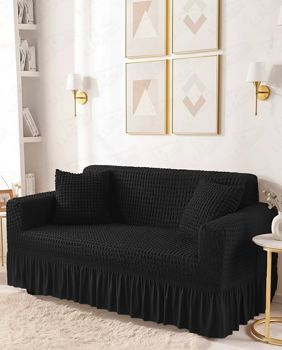 Lukzer Turkish Design Bubble Pattern Sofa Cover  Bubble Charcoal Black (SC-096-01)