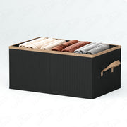 Lukzer 1Pc Black Foldable Clothes Organiser Storage Box (non-woven)