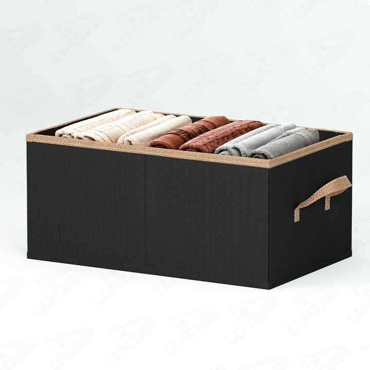Lukzer 1Pc Black Foldable Clothes Organiser Storage Box (non-woven)