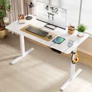 Lukzer Electric Height Adjustable Desk with USB & Type-C Study Table (EST-003/UC-White & White)