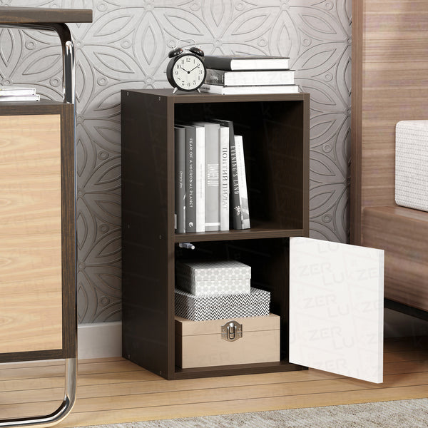 Lukzer Engineered Wood 2 Layer Storage Cabinet with Open Display Rack (MR-021/Wenge)