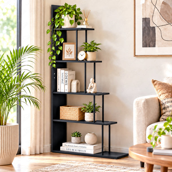 Lukzer 5-Tier Ladder Multipurpose Engineered Wood Book Shelf (MMR-015)