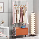 Lukzer Metal Clothes Rail Stand with 4 Side Hooks & 1-Tier Leather Storage Bin, 360° Rotating Wheels | Garment Rack Organizer for Bedroom, Closet, Dorm, Laundry | MGR-009 (171 x 75 x 35)