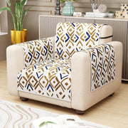 Lukzer Quilted Reversible Sofa Cover Mat with Arms | Polyester Blend 350 GSM Full Coverage & Back Belt for Stability | Washable Furniture Protector.