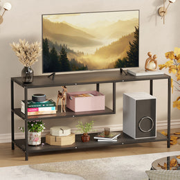 Lukzer Metal & Engineered Wood TV Unit Stand with Open Shelves | Ideal for TVs Up to 43 Inch (MTU-001)