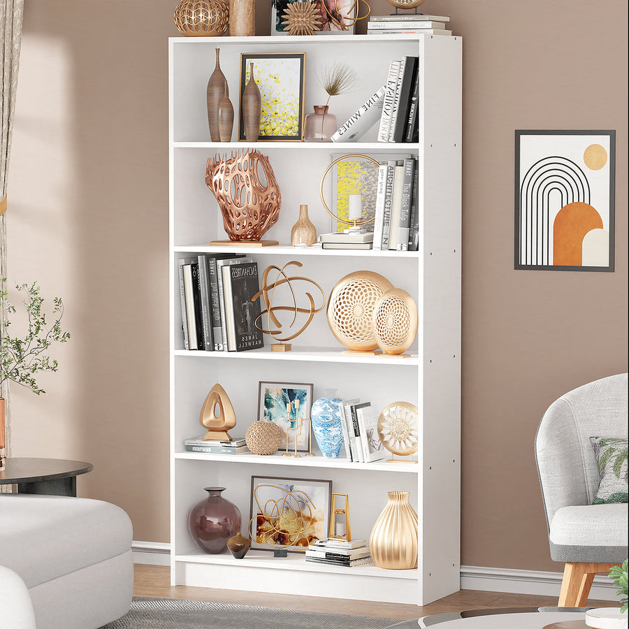 Lukzer Engineered Wood 6 Tier Bookcase Open Bookshelf & Display Rack (MR-032/White)