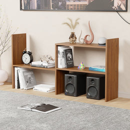 Lukzer Multi-Purpose Bookshelf & Open Display Rack – Engineered Wood Storage Organizer (White, Light Oak & Oak Brown, 121x61x24cm) | MR-011