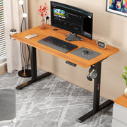 Lukzer Electric Automatic Height Adjustable Sit Stand Desk EST-003 ( Black & Oak Brown )