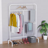 Lukzer Multi-Purpose Metal Garment Stand with Multi-Level Hanging Bars – 145x109x40cm (Black/Gold/White, Model: MGS-005)