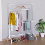 Lukzer Multi-Purpose Metal Garment Stand with Multi-Level Hanging Bars – 145x109x40cm (Black/Gold/White, Model: MGS-005)