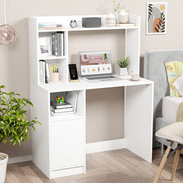 Lukzer Home Office Computer Desk with Bookshelf – ST-009 (Engineered Wood, Oak Brown/White/Wenge)