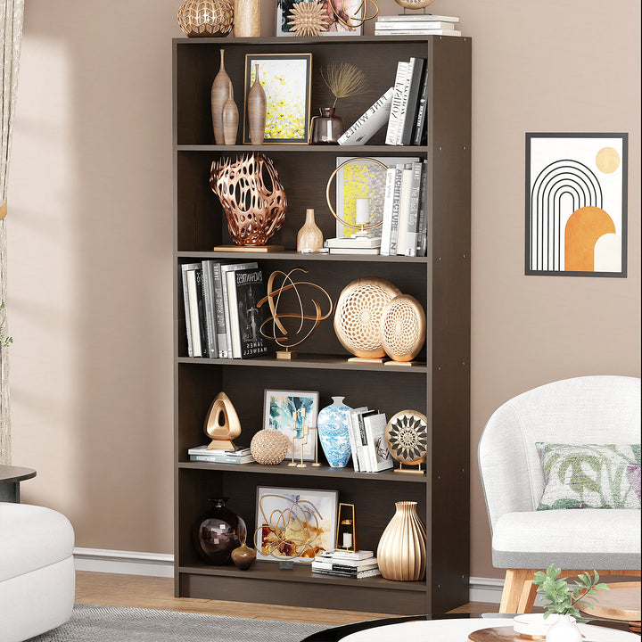 Lukzer Engineered Wood 6 Tier Bookcase Open Bookshelf & Display Rack (MR-032/Wenge)
