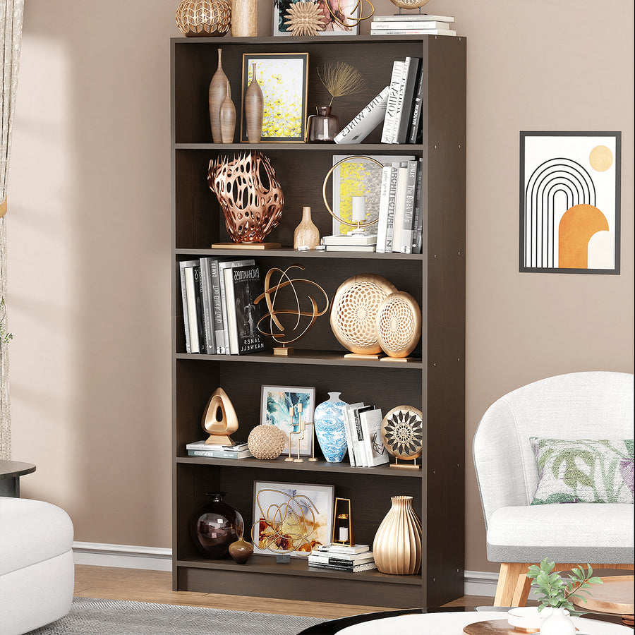 Lukzer Engineered Wood 6 Tier Bookcase Open Bookshelf & Display Rack (MR-032/Oak Brown)