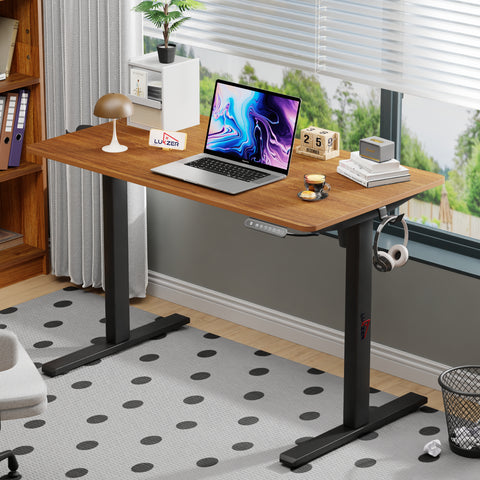 Lukzer Electric Automatic Height Adjustable Sit Stand Desk for Home & Office | EST - 003 | (Black & Oak Brown/Black & Light Oak/Black & Black/White & White/White & Oak Light/White & Oak Brown)