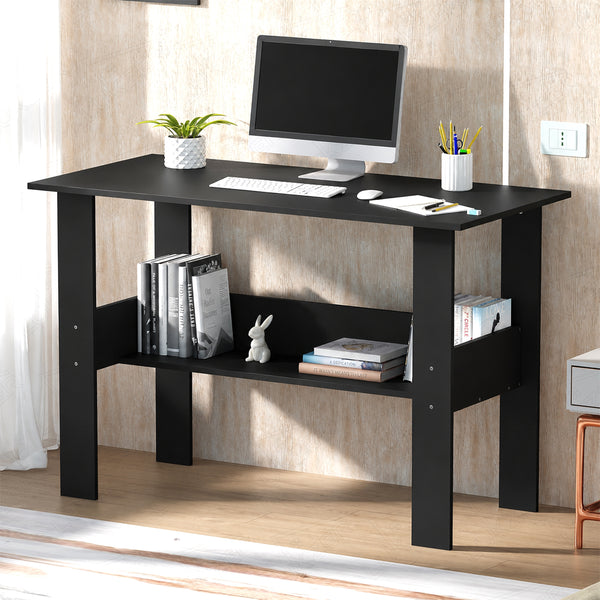 Lukzer Modern Computer Desk with Bookshelf Study Table Made with Engineered Wood (ST-005/Black)