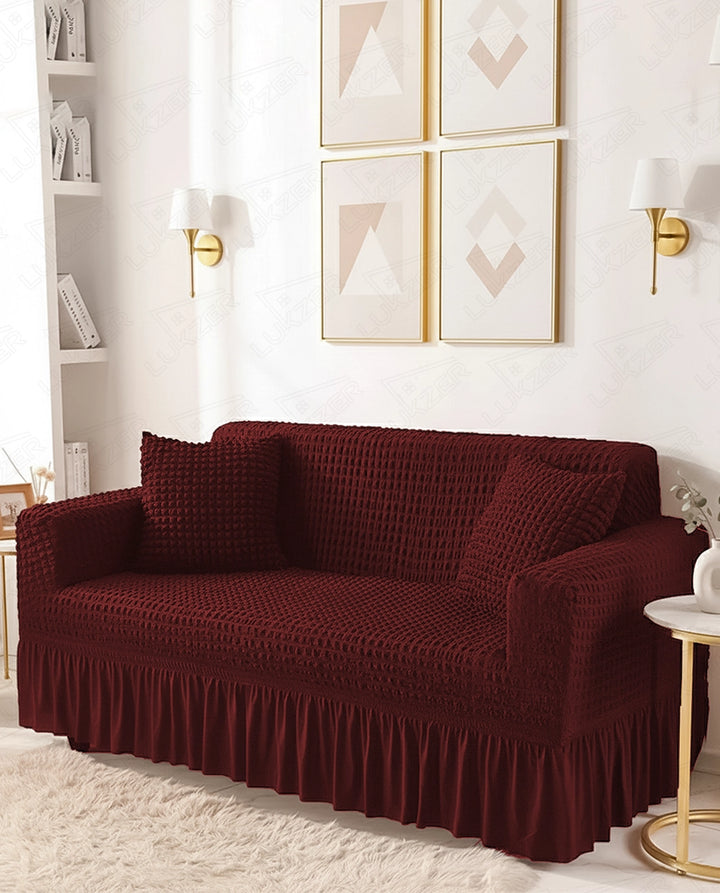 Lukzer Turkish Design Bubble Pattern Sofa Cover Bubble Wine Red (SC-098-01)
