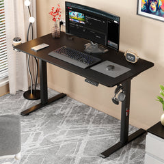 Lukzer Electric Automatic Height Adjustable Sit Stand Desk EST-003 ( Black & Black) 3-Years Warranty