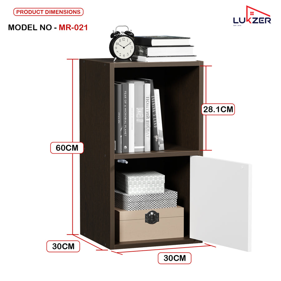 Lukzer Engineered Wood 2 Layer Storage Cabinet with Open Display Rack (MR-021/Wenge)