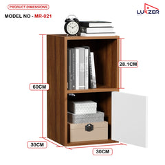 Lukzer Engineered Wood 2 Layer Storage Cabinet with Open Display Rack (MR-021/Oak Brown)
