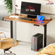 Lukzer Electric Height Adjustable Desk with USB & Type-C Study Table (EST-003/UC-Black & Oak Brown)