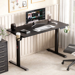 Lukzer Electric Automatic Height Adjustable Sit Stand Desk EST-003 ( Black & Black) 3-Years Warranty
