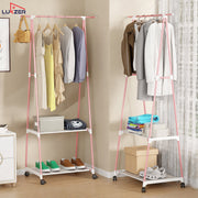 Lukzer A-Shape Garment Rack with 2 Bottom Shelves – MGR-010