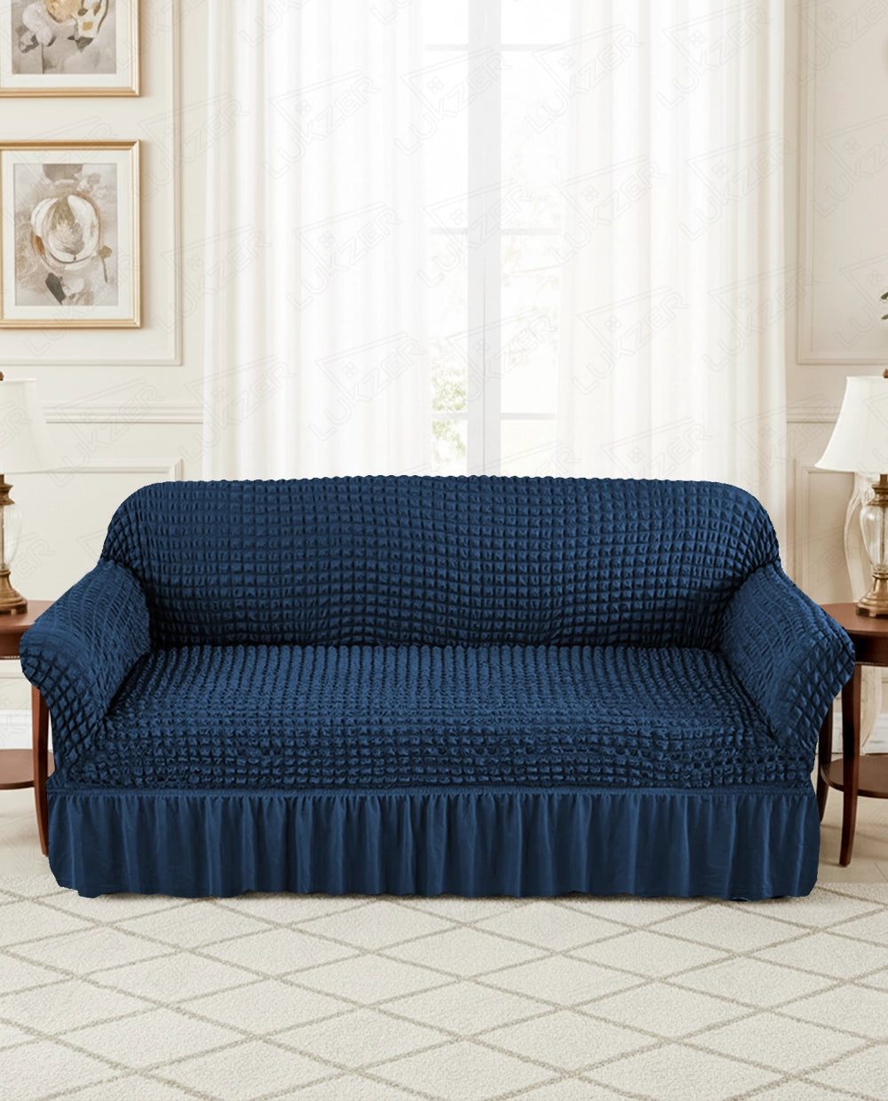 Lukzer Turkish Design Bubble Pattern Sofa Cover - Bubble Navy Blue (SC-102-01)