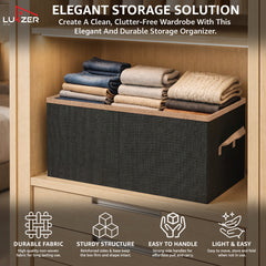 Lukzer 1Pc Black Foldable Clothes Organiser Storage Box (non-woven)