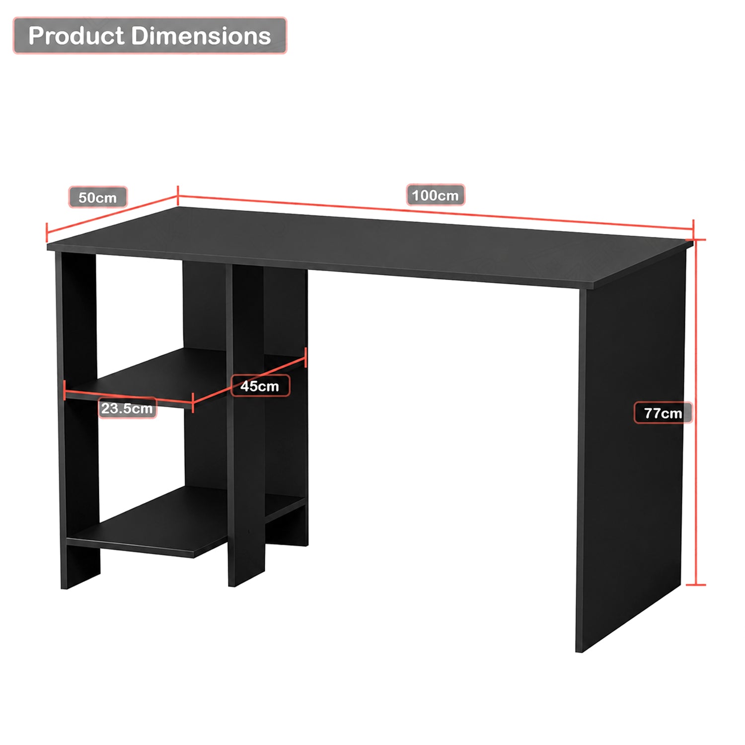 Lukzer Engineered Wood Study & Computer Table Office Desk with Bookshelf (ST-007/Black)