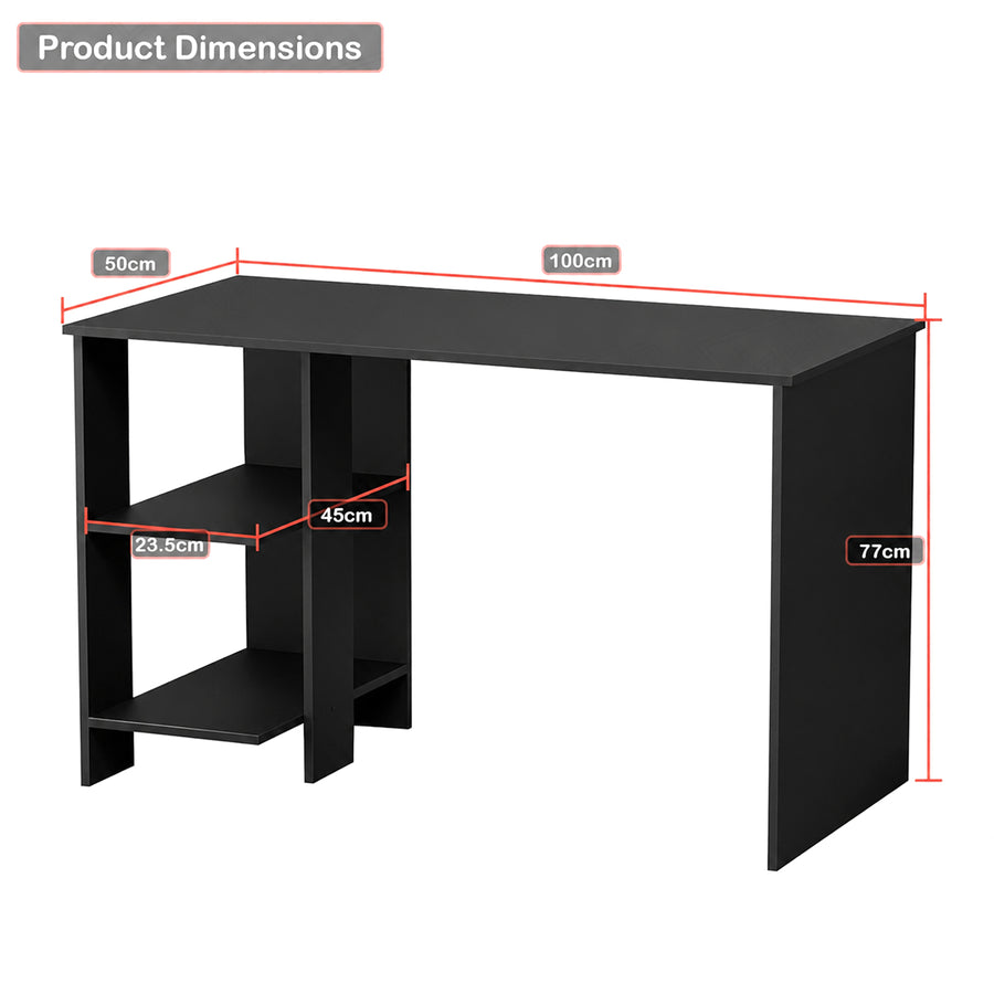 Lukzer Engineered Wood Study & Computer Table Office Desk with Bookshelf (ST-007/Black)