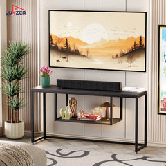 Lukzer TV Unit Stand for TVs up to 43 Inch Engineered Wood with Metal (MTU-002/Black & Black)