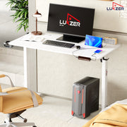 Lukzer Electric Height Adjustable Desk with USB & Type-C Study Table (EST-003/UC-White & White)