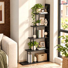 Lukzer 5-Tier Ladder Multipurpose Engineered Wood Book Shelf (MMR-015)