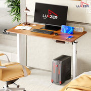 Lukzer Electric Height Adjustable Desk with USB & Type-C Study Table (EST-003/UC-White & Oak Brown)