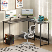 Lukzer Engineered Wood L-Shaped Corner Study and Computer Table for Home or Office (MST-007) Black & Black