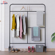 Lukzer Multi-Purpose Metal Garment Stand with Multi-Level Hanging Bars – 145x109x40cm (Black/Gold/White, Model: MGS-005)