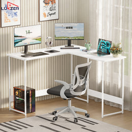 Lukzer Engineered Wood L-Shaped Corner Study and Computer Table for Home or Office (MST-007)