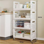 Lukzer 4-Tier Multipurpose Detachable Kitchen Storage Rack with Wheels (PMR-002/White)