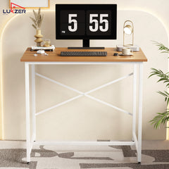Lukzer X-Support Metal Frame & Engineered Wood Study Table for Home & Office (MST-008) white &  Oak Brown