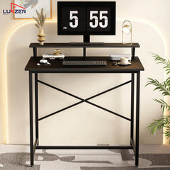 Lukzer X-Support Study Table with Monitor Riser for Home Office (MST-009/Black & Black)