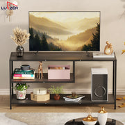 Lukzer Metal & Engineered Wood TV Unit Stand with Open Shelves | Ideal for TVs Up to 43 Inch (MTU-001)