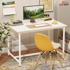 Lukzer X-Support Metal Frame & Engineered Wood Study Table for Home & Office (MST-008) white & white