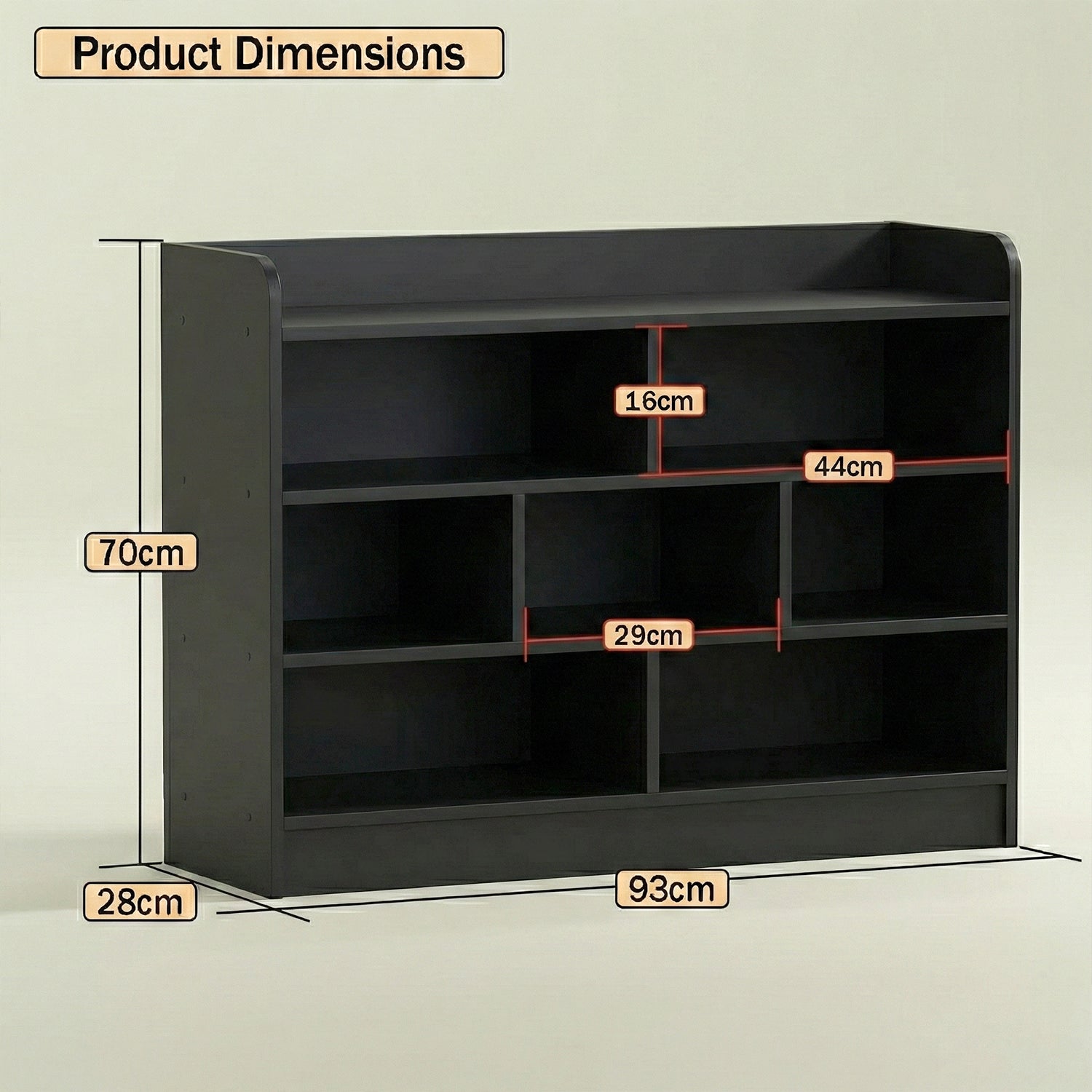 Lukzer Multipurpose 7-Section Storage Rack with 4 Shelves Bookcase Unit (MR-008/Black)