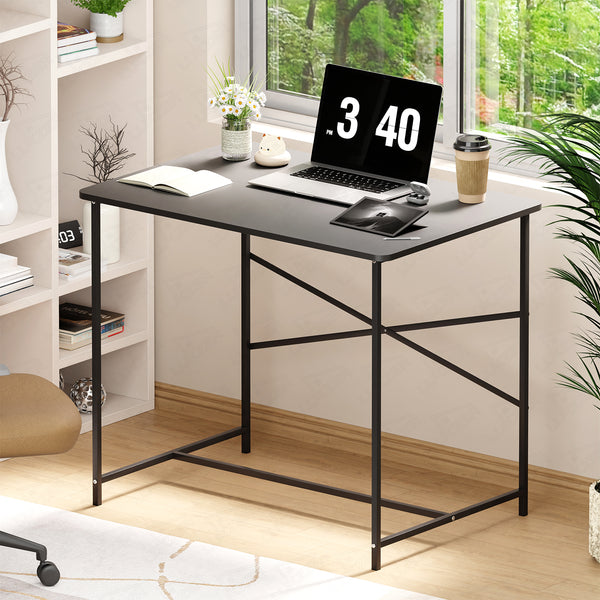 Lukzer X-Support Metal Frame & Engineered Wood Study Table for Home & Office (MST-008) Black &  Black